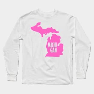 Michigan - Pink Long Sleeve T-Shirt